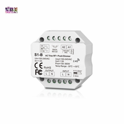 AC 110V–220V S1-B Led Triac RF Dimmer izmantošana ar R1 Remote 2.4GHz Wireless 1A 100W-288W Push Dimmer LED Switch Controller