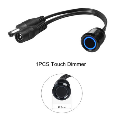 Сензорен превключвател за димиране DC12V-24V Led Smart Dimmer Черен за светлинни ленти Кабинет Използване на закрито