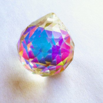 Висулки от кристален полилей K9 (безплатен пръстен) Многоцветно изрязано и фасетирано стъкло 30 мм кристална стъклена фън шуй топка за коледно дърво
