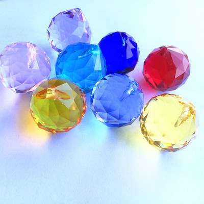 Висулки от кристален полилей K9 (безплатен пръстен) Многоцветно изрязано и фасетирано стъкло 30 мм кристална стъклена фън шуй топка за коледно дърво