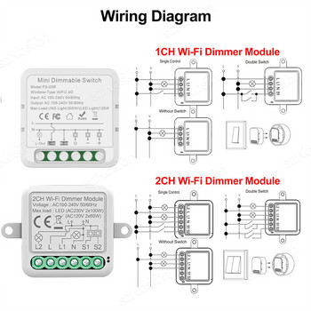 Tuya WiFi Smart Dimmers Switch Module поддържа двупосочен контрол LED светлини Dimmable Switch Работи с Alexa Google Home