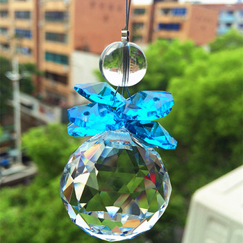 Прекрасен кристален ловец на слънце Стъклени осмоъгълни мъниста с топка за полилей за осветителна част Коледно дърво Висящ сватбен декор