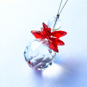 Прекрасен кристален ловец на слънце Стъклени осмоъгълни мъниста с топка за полилей за осветителна част Коледно дърво Висящ сватбен декор