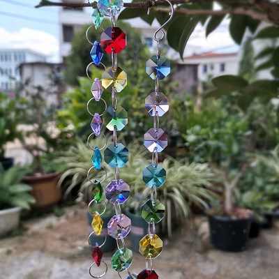 50 cm krištolo sietyno karoliukai grandinės metalo žiedo jungtis stiklinis pakabukas saulės gaudyklė šviesos dalis langas namų dekoras kabantis ornamentas