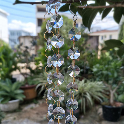 50 cm krištolo sietyno karoliukai grandinės metalo žiedo jungtis stiklinis pakabukas saulės gaudyklė šviesos dalis langas namų dekoras kabantis ornamentas