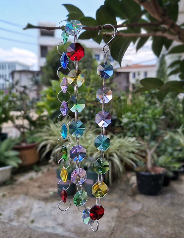 50 cm krištolo sietyno karoliukai grandinės metalo žiedo jungtis stiklinis pakabukas saulės gaudyklė šviesos dalis langas namų dekoras kabantis ornamentas