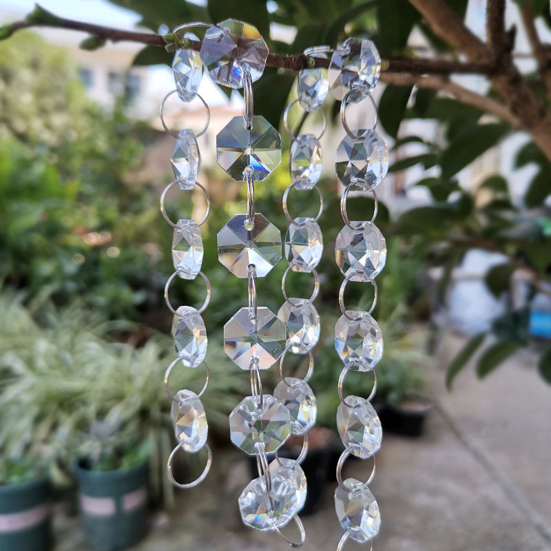 50 cm krištolo sietyno karoliukai grandinės metalo žiedo jungtis stiklinis pakabukas saulės gaudyklė šviesos dalis langas namų dekoras kabantis ornamentas