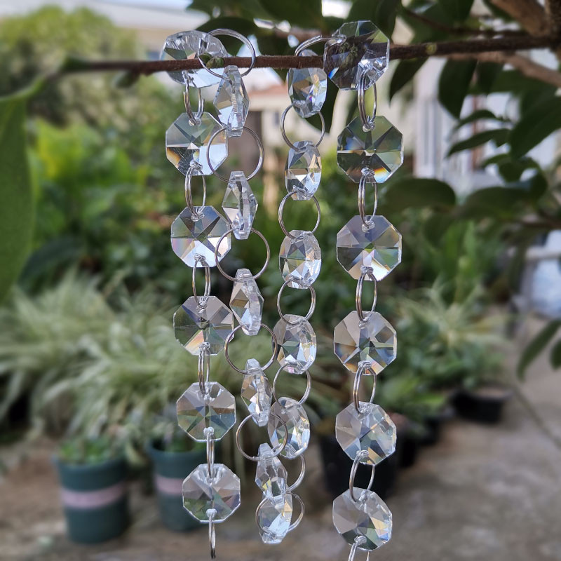 50 cm krištolo sietyno karoliukai grandinės metalo žiedo jungtis stiklinis pakabukas saulės gaudyklė šviesos dalis langas namų dekoras kabantis ornamentas