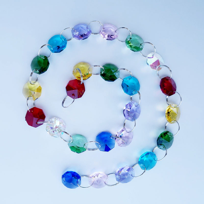 50 cm krištolo sietyno karoliukai grandinės metalo žiedo jungtis stiklinis pakabukas saulės gaudyklė šviesos dalis langas namų dekoras kabantis ornamentas