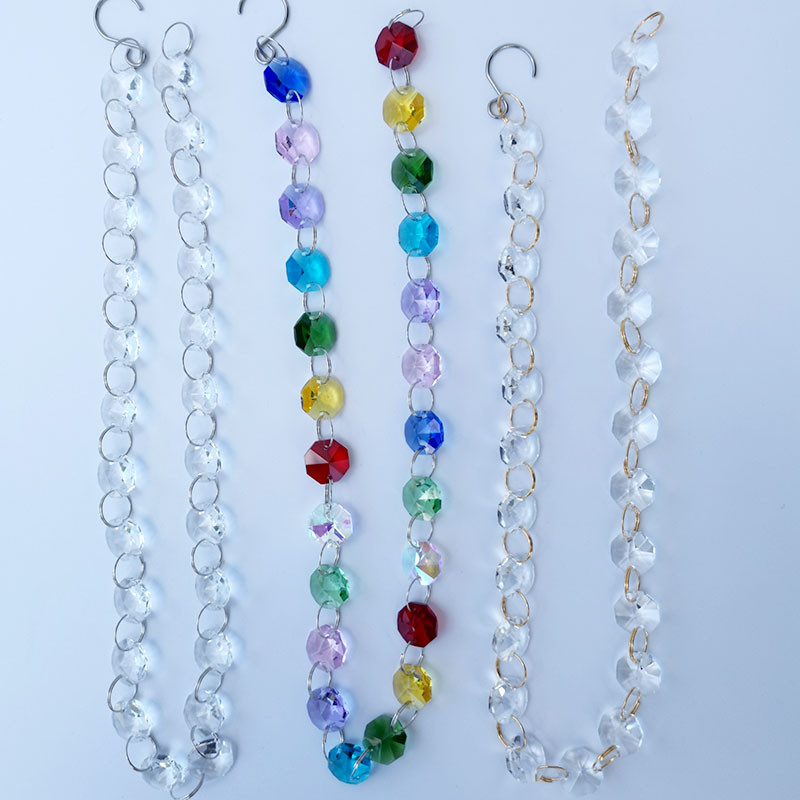 50 cm krištolo sietyno karoliukai grandinės metalo žiedo jungtis stiklinis pakabukas saulės gaudyklė šviesos dalis langas namų dekoras kabantis ornamentas