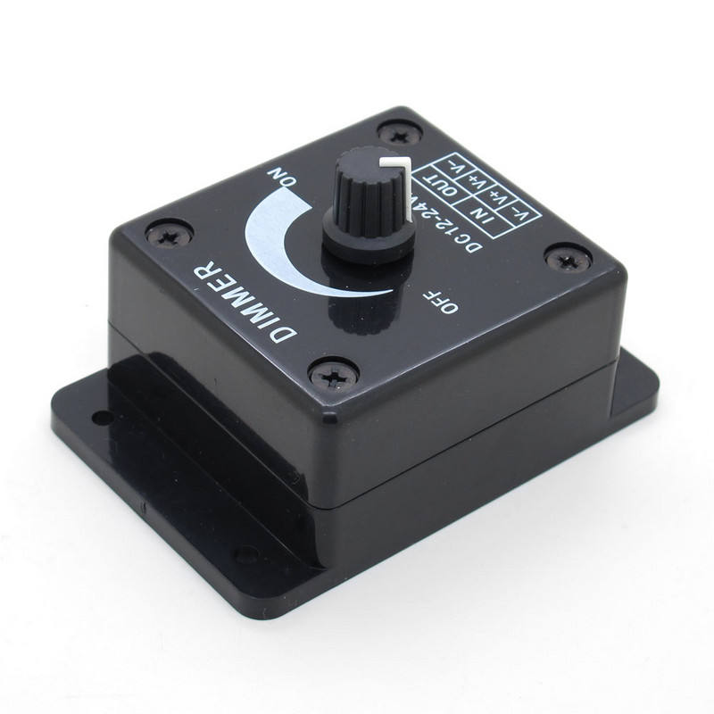 Μαύρος διακόπτης ροοστάτη LED DC 12V 24V 8A Ρυθμιζόμενος λαμπτήρας φωτεινότητας Λωρίδα οδηγός Μονόχρωμος Ελεγκτής τροφοδοσίας