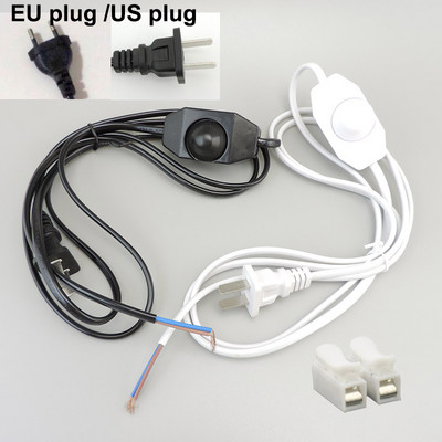 Szabályozható tápfeszültség kapcsoló kábel Izzó modulátor lámpa vonal fényerőszabályzó vezérlő asztali lámpa vezeték AC 110V 220V fekete fehér EU USA csatlakozó