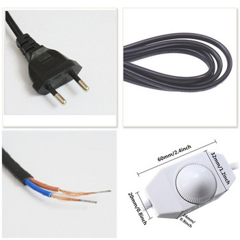 Димерен превключвател EU Plug кабел Светлинен модулатор Лампова линия Димерен контролер за настолна лампа Електрически проводник AC110V 220V 1.8M