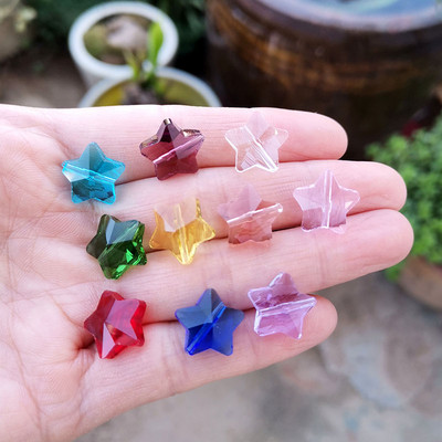 14 мм кристални звездни мъниста Стъклен ловец на слънчеви лъчи Висулка Полилей във формата на пет звезди Части от призмата Направи си сам Изработка на бижута Сватбен домашен декор