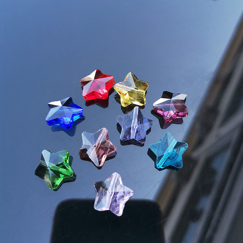 14 мм кристални звездни мъниста Стъклен ловец на слънчеви лъчи Висулка Полилей във формата на пет звезди Части от призмата Направи си сам Изработка на бижута Сватбен домашен декор