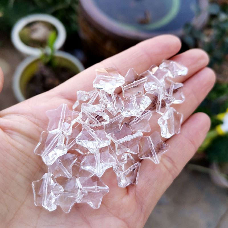 14 мм кристални звездни мъниста Стъклен ловец на слънчеви лъчи Висулка Полилей във формата на пет звезди Части от призмата Направи си сам Изработка на бижута Сватбен домашен декор