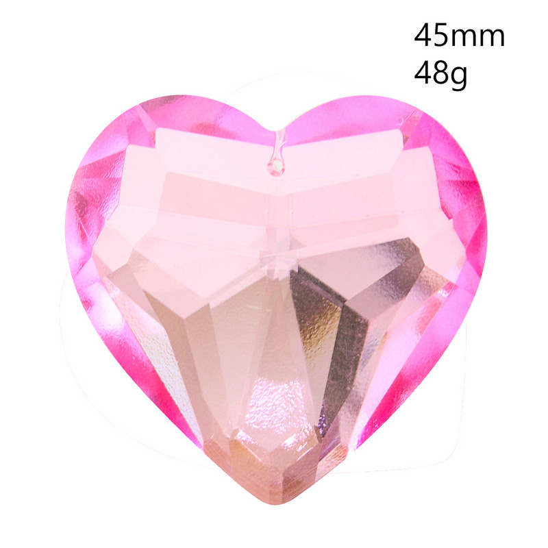 Романтично розово любовно сърце, кристална фасетирана призма, стъклен улов на слънце, дъга, полилей, компонент Направи си сам сватбен таван, висулка, декорация