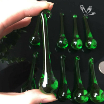 2PC Изумрудено зелена полирана водна капчица Кристална висулка Фасетирана призма Хотелски тавани Части за полилей Декор за ловец на слънце Стример