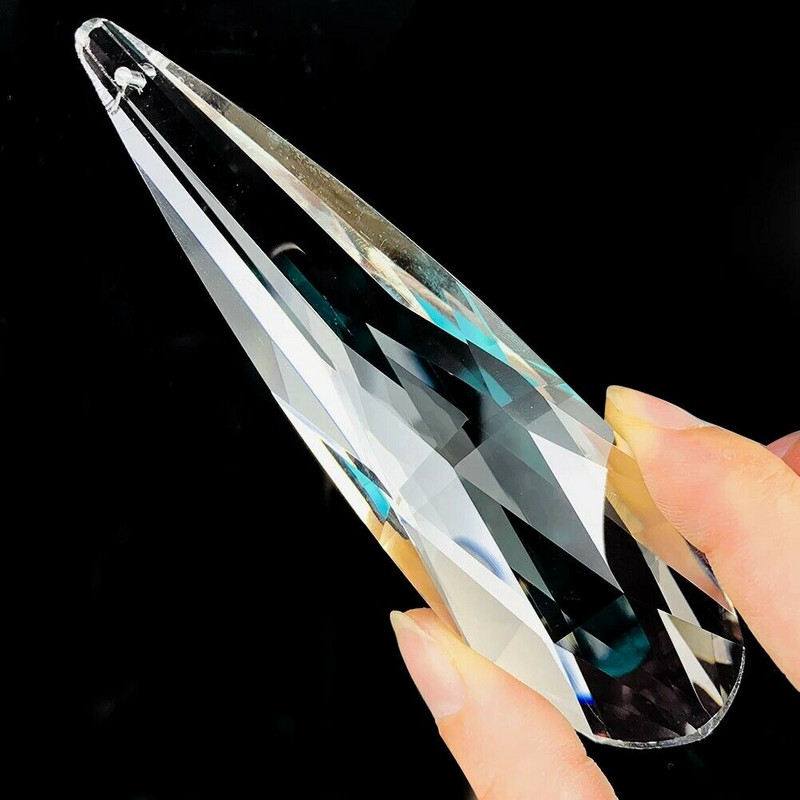 Clear Sparkling Faceted Prism Slender Long Strip Angel Tears Crystal Water Droplets Πολυέλαιος Κρεμαστό Κρεμαστό Sun Catcher Dangle Decor