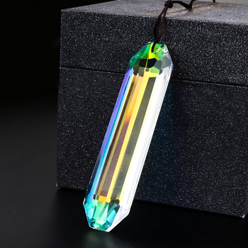 Στιλβωμένο AB Color Long Strip Crystal Faceted Prism Chandelier Rainbow Sun Catcher Streamer Aurora Wedding Party Hanging Decor