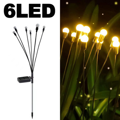Слънчеви светлини за светулки 6/8/10 Led слънчеви градински светлини за тревни площи Външна водоустойчива люлееща се светлина за декорация на пътека на вътрешния двор