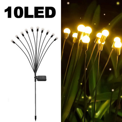 Слънчеви светлини за светулки 6/8/10 Led слънчеви градински светлини за тревни площи Външна водоустойчива люлееща се светлина за декорация на пътека на вътрешния двор