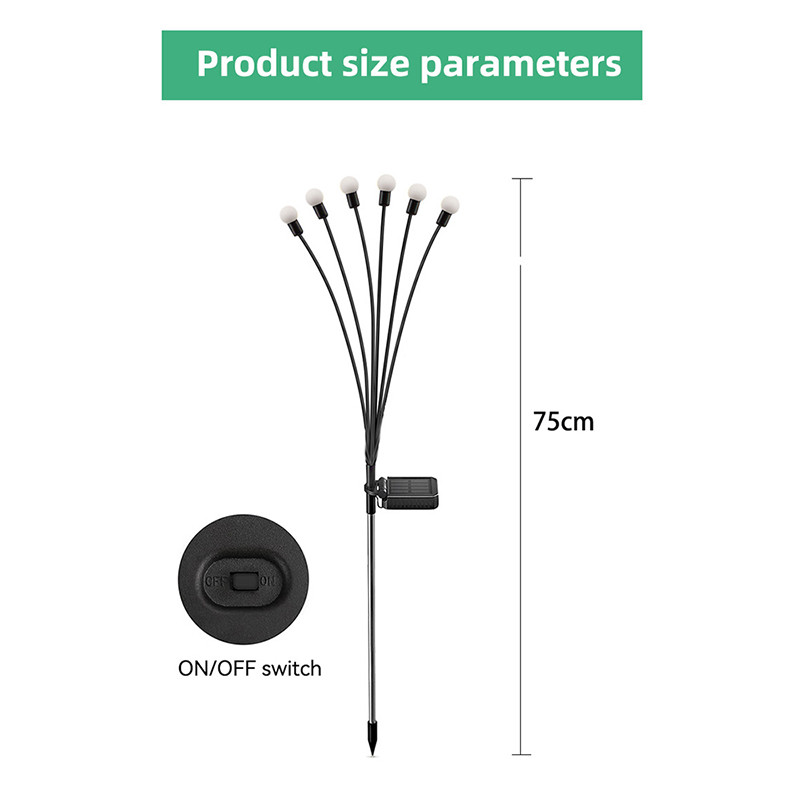 Слънчеви светлини за светулки 6/8/10 Led слънчеви градински светлини за тревни площи Външна водоустойчива люлееща се светлина за декорация на пътека на вътрешния двор