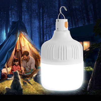 Hordozható kempinglámpa USB újratölthető LED lámpák kempinglámpás vészhelyzeti izzó kampóval a sátoros horgásztábor felszereléséhez