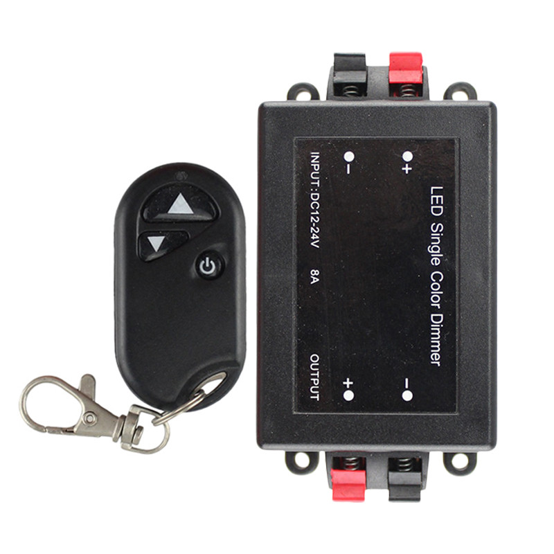 LED monokroomse valguse madalpinge dimmeri kontroller 12V 24V 8A RF juhtmevaba kaugjuhtimispuldiga ühevärviliste valgustuslampide jaoks