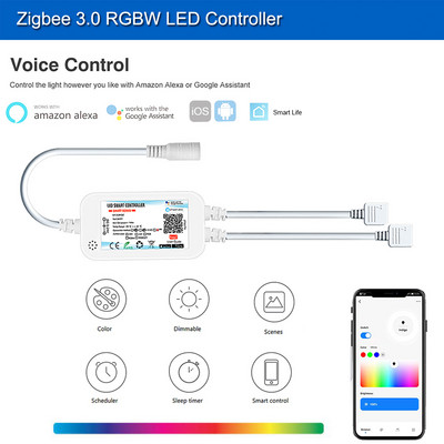 Kahe väljundiga Zigbee 3.0 LED-kontroller DC5V 12V 24V 5050 CCT/RGB/RGBWW/RGBCCT LED-riba valgusdimmeriga kaugjuhtimispult Smart Tuya Zigbee