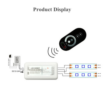 Сензорен димер Едноцветен LED контролер DC12V 24V 8A 2 канален безжичен RF дистанционно управление за едноцветни LED ленти