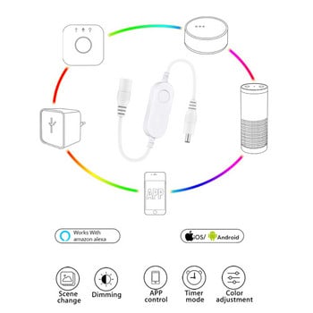 DC12V-24V Mini Zigbee Lighting Dimmer Led Dimmable 5050 3528 Μονόχρωμος ελεγκτής φωτός ταινίας LED Εργασία με την Alexa Smartthings