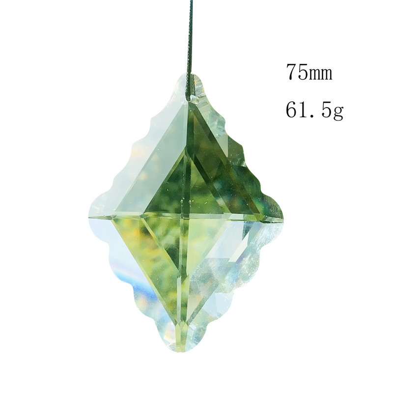Прозрачен четириъгълник Lucky Knot Cross Wave Pattern Crystal Faceted Prism Полилей Части Уловител на слънце Таван Висулка Декор