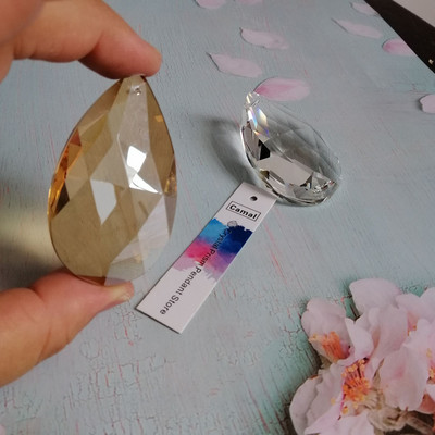 Camal 2бр. 60 мм прозрачна/златна решетка с цвят на шампанско K9 Кристална висулка Лампа призми Полилей Ловец на слънце Осветителни части Висящ домашен декор