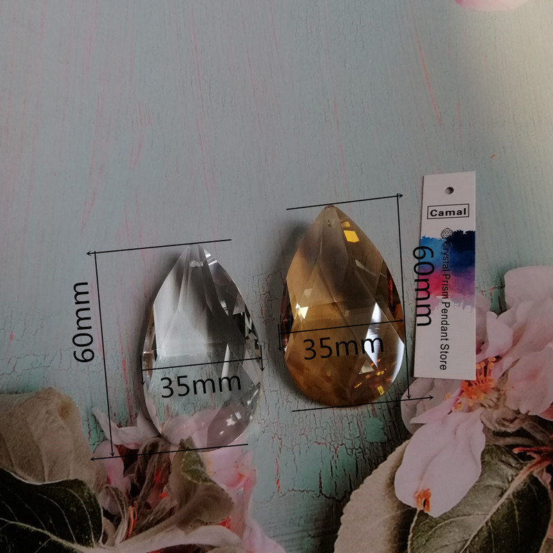 Camal 2бр. 60 мм прозрачна/златна решетка с цвят на шампанско K9 Кристална висулка Лампа призми Полилей Ловец на слънце Осветителни части Висящ домашен декор
