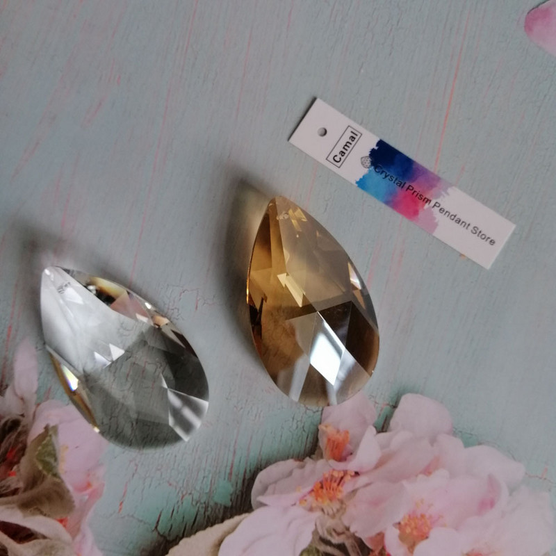 Camal 2бр. 60 мм прозрачна/златна решетка с цвят на шампанско K9 Кристална висулка Лампа призми Полилей Ловец на слънце Осветителни части Висящ домашен декор