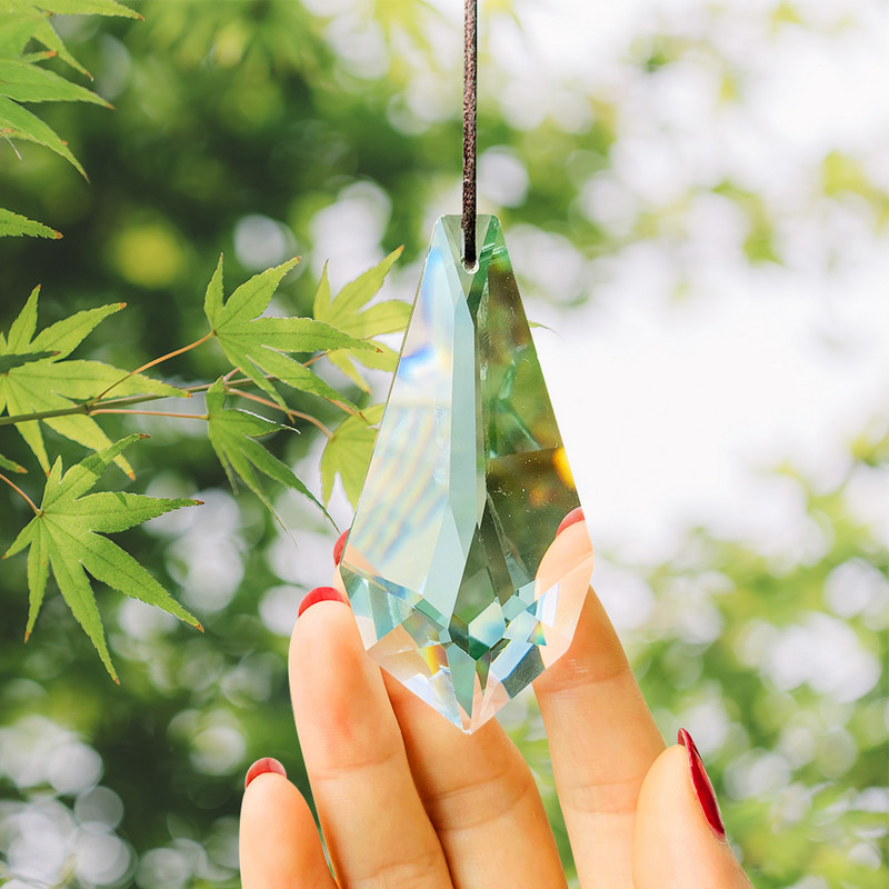 75 mm skaidrios rodyklės krištolinio briaunoto prizmės stiklo sietyno komponentas saulės gaudyklė vaivorykštė vestuvių kabantis papuošalas namų dekoravimui