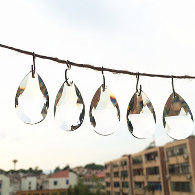 5 бр. 38*22 мм Многоцветни K9 кристални фасетирани водни капки (безплатни пръстени) за полилей Осветителни лампи Висулки Коледна украса