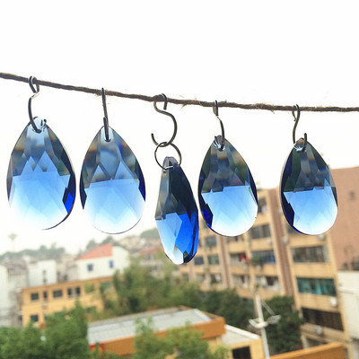 5 бр. 38*22 мм Многоцветни K9 кристални фасетирани водни капки (безплатни пръстени) за полилей Осветителни лампи Висулки Коледна украса