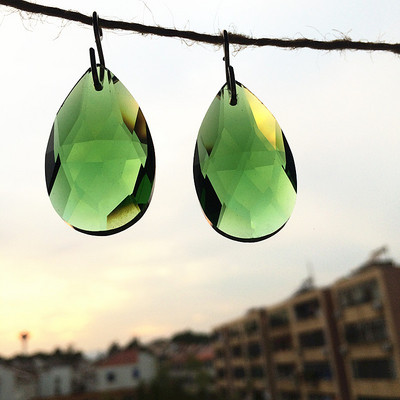 5 бр. 38*22 мм Многоцветни K9 кристални фасетирани водни капки (безплатни пръстени) за полилей Осветителни лампи Висулки Коледна украса