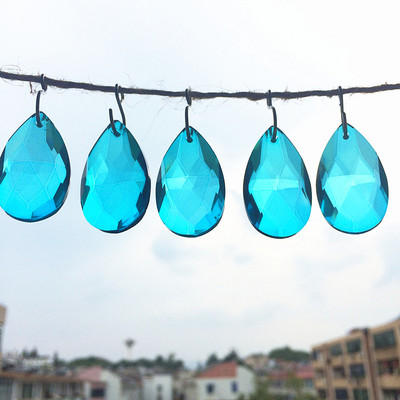 5 бр. 38*22 мм Многоцветни K9 кристални фасетирани водни капки (безплатни пръстени) за полилей Осветителни лампи Висулки Коледна украса