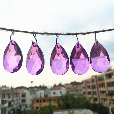 5 бр. 38*22 мм Многоцветни K9 кристални фасетирани водни капки (безплатни пръстени) за полилей Осветителни лампи Висулки Коледна украса