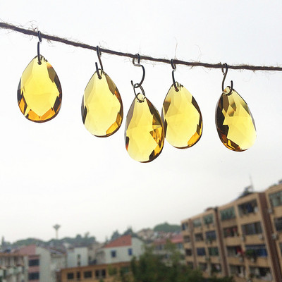 5 бр. 38*22 мм Многоцветни K9 кристални фасетирани водни капки (безплатни пръстени) за полилей Осветителни лампи Висулки Коледна украса