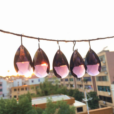 5 бр. 38*22 мм Многоцветни K9 кристални фасетирани водни капки (безплатни пръстени) за полилей Осветителни лампи Висулки Коледна украса