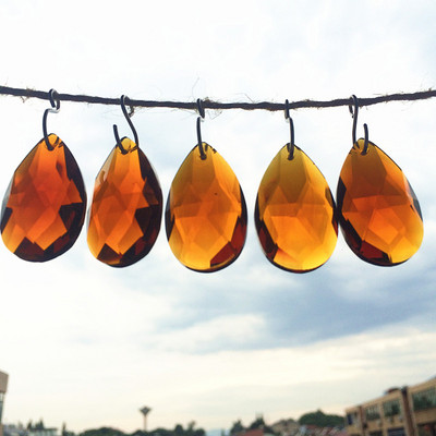 5 бр. 38*22 мм Многоцветни K9 кристални фасетирани водни капки (безплатни пръстени) за полилей Осветителни лампи Висулки Коледна украса