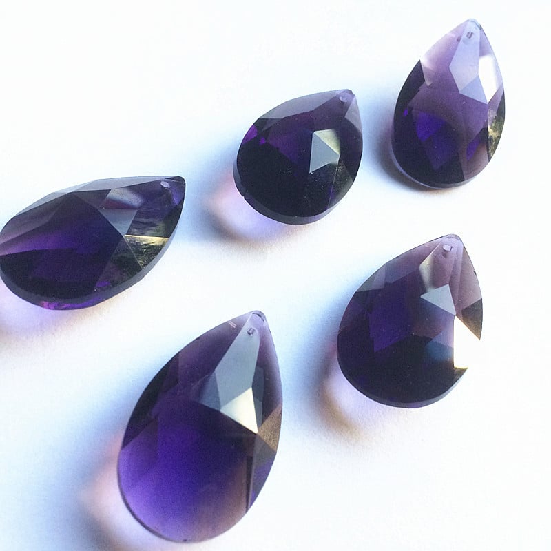 5 бр. 38*22 мм Многоцветни K9 кристални фасетирани водни капки (безплатни пръстени) за полилей Осветителни лампи Висулки Коледна украса