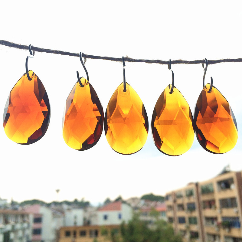 5 бр. 38*22 мм Многоцветни K9 кристални фасетирани водни капки (безплатни пръстени) за полилей Осветителни лампи Висулки Коледна украса