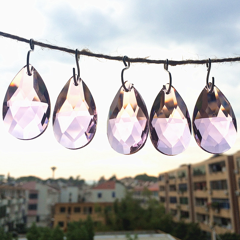 5 бр. 38*22 мм Многоцветни K9 кристални фасетирани водни капки (безплатни пръстени) за полилей Осветителни лампи Висулки Коледна украса