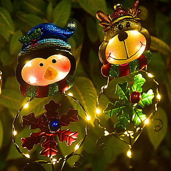 Коледна соларна LED градинска светлина Двор Тревата Снежен човек Елк Пингвин Нощна лампа Пейзаж Градина Декорация на дома На открито Дядо Коледа