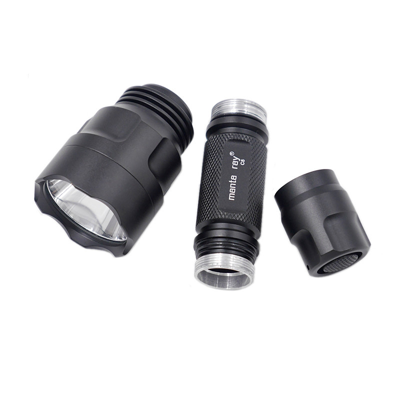 Черен калъф Manta ray C8 host с рефлекторна стъклена леща, без LED и драйвер